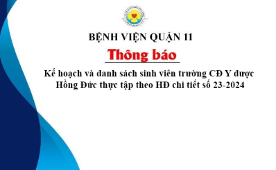 Kế hoạch và danh sách sinh viên trường CĐ Y dược Hồng Đức thực tập theo HĐ chi tiết số 23-2024